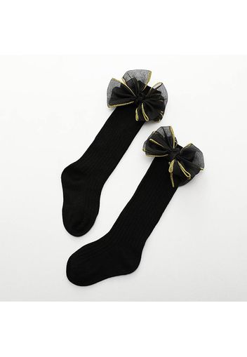 Baby / Toddler Tulle Bowknot Decor Ribbed Stockings