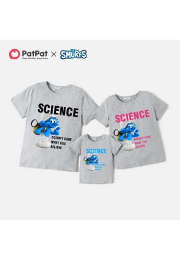 Smurfs 'Science' Letter Print Cotton Family Matching Tees