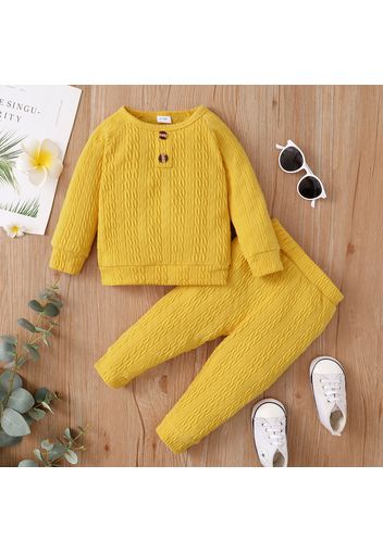 2pcs Baby Boy/Girl Solid Cable Knit Long-sleeve Top and Trousers Set