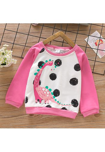 Toddler Girl Dinosaur/Floral Letter Print Raglan Sleeve Pullover Sweatshirt