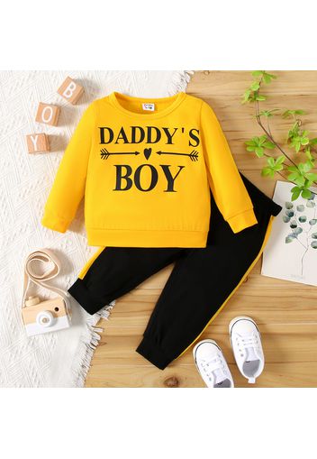 2pcs Baby Boy Letter Print Long-sleeve Sweatshirt and Trousers Set