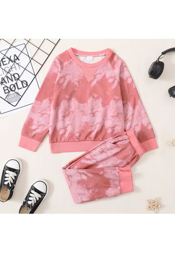 2pcs Toddler Boy Trendy Tie Dyed Raglan Sleeve Sweatshirt & Pants Set