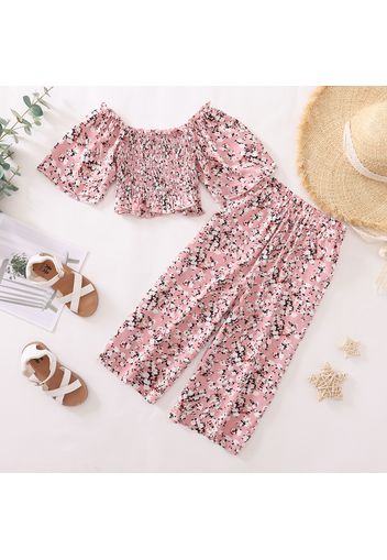 Fashionable Kid Girl Floral Off Shoulder Top Casual Suits