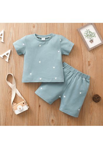 2pcs Baby Boy/Girl Stars/Dots Print Short-sleeve Tee and Shorts Set