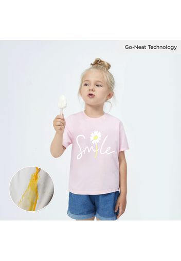 [4Y-14Y] Go-Neat Water Repellent and Stain Resistant Kid Girl Letter Floral Print Short-sleeve Tee