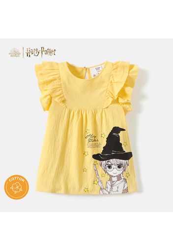 Harry Potter Kid Girl 100% Cotton Ruffled Flutter-sleeve Crepe Tee