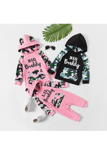 Camouflage and Letter Print Sibling Matching Long-sleeve Sweatshirts