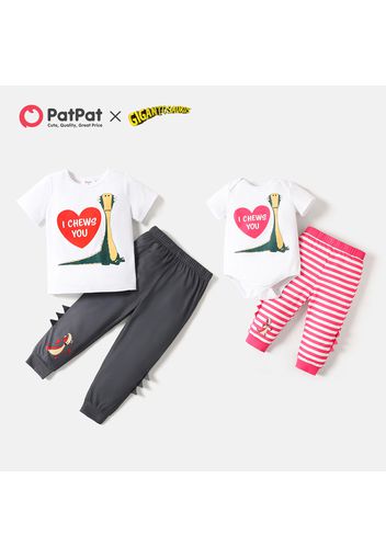 Gigantosaurus Siblings Dino and Heart Print Cotton Top and Pants Set