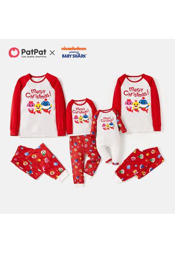 Baby Shark Christmas Family Matching Colorblock Top and Allover Pants Pajamas Sets