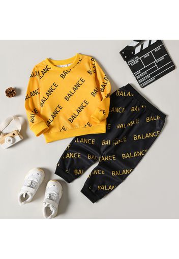 2-piece Toddler Boy Letter Print Pullover Sweatshirt and Pants Set