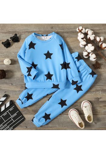 2-piece Toddler Boy Stars Print Long Raglan Sleeve Top and Elasticized Pants Set