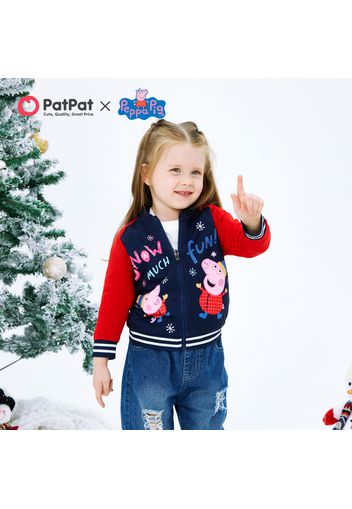 Peppa Pig Toddler Snow Fun Christmas Colorblock Reversible Zip-up Jacket