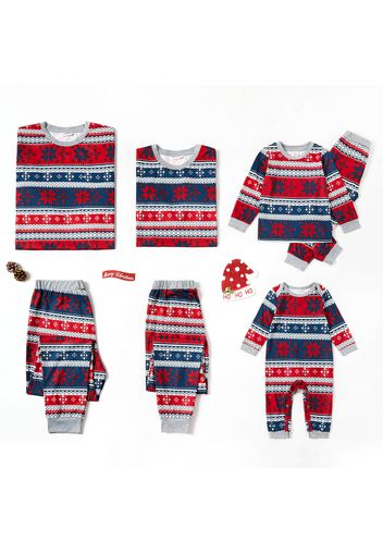 Family Matching  Snowflake Patterned Christmas Pajamas Sets (Flame Resistant)