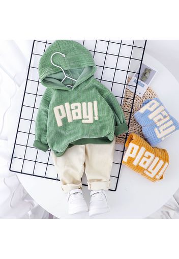 2-piece Toddler Boy Letter Print Hoodie Sweatshirt and Solid Pants Set