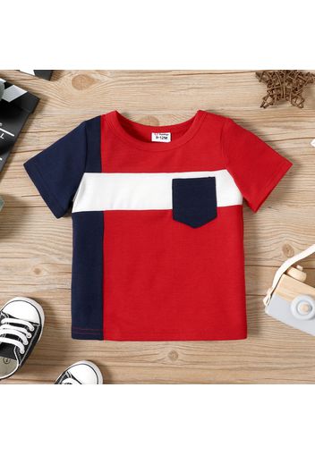 Baby Boy Colorblock Short-sleeve T-shirt with Pocket