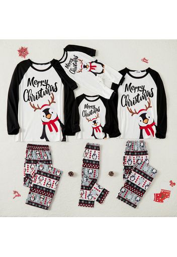 Christmas Penguin and Letter Print Family Matching Long-sleeve Pajamas Sets (Flame Resistant)