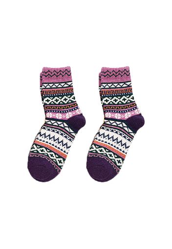 Women Retro Style Socks Thick Warm Wool Blend Terry Crew Socks