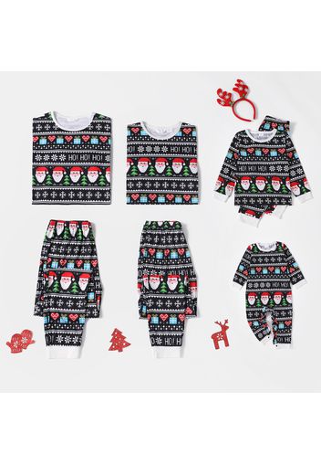 Christmas All Over Santa Claus Print Family Matching Long-sleeve Pajamas Sets (Flame Resistant)