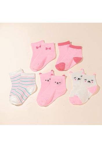 5-pack Baby / Toddler Cute Cartoon Graphic Colorblock Socks