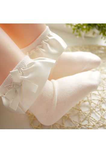 Baby / Toddler Girl Bow Decor Silk Design Stretchy Solid Socks