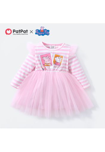 Peppa Pig Baby Girl Stripe Cotton and Mesh Dress