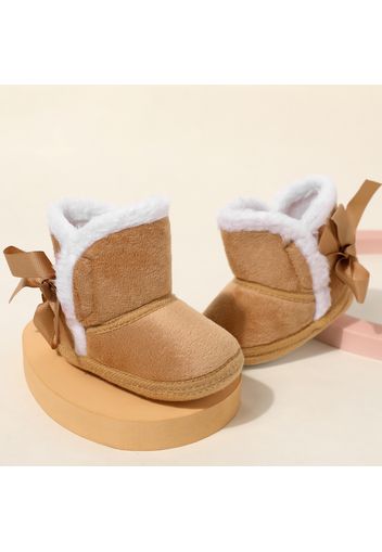 Baby / Toddler Solid Color Tie Back Breathable Fleece-lining Prewalker Shoes