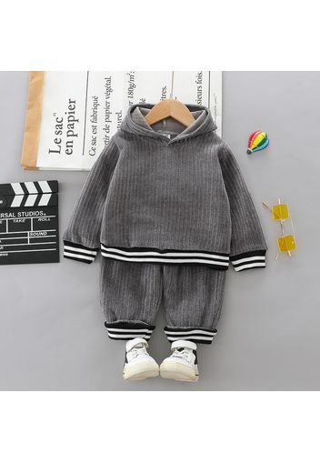 2-piece Toddler Boy/Girl Striped Drawstring Hoodie Sweatshirt and Pants Set