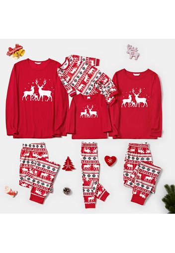 Christmas Family Reindeer Print Matching Pajamas Sets (Flame Resistant)