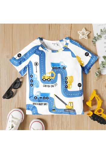 Toddler Boy Letter Vehicle Print Short-sleeve Tee