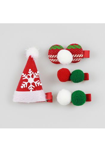 4-pack Women Christmas Hair Clip Christmas Tree Christmas Hat Decor Hair Clip Hair Accessories for Christmas Party Supplies