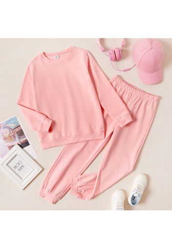 2-piece Kid Boy/Kid Girl Solid Color Pullover Sweatshirt and Pants Casual Set