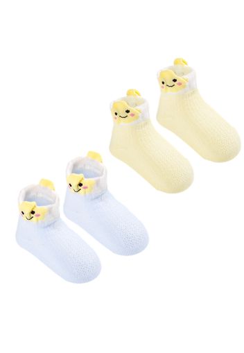 2-pack Pure Color Cartoon Screw Mouth Cotton Socks