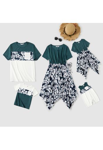 Floral Print Splicing Family Matching Short-sleeve Outfits