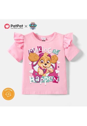 PAW Patrol Toddler Girl Cotton Letter Print Ruffled Short-sleeve Tee