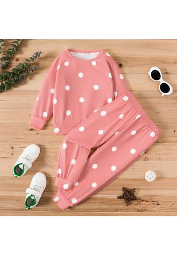 2-piece Toddler Girl Polka dots/Stars Print Long Raglan Sleeve Top and Elasticized Pants Set