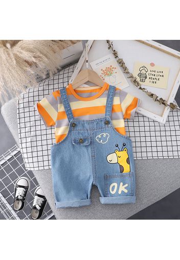 Denim 2pcs Multi Color Striped Short-sleeve Baby Set