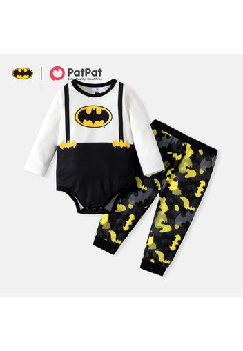 Justice League 2pcs Baby Boy Long-sleeve Graphic Romper and Camouflage Pants Set