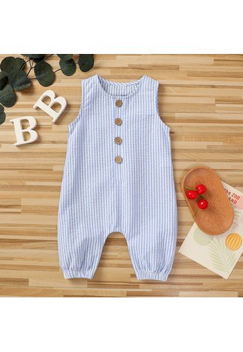 100% Cotton Stripe Print Sleeveless Baby Jumpsuit