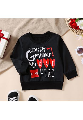 Baby Boy/Girl Love Heart and Letter Print Long-sleeve Pullover Sweatshirt