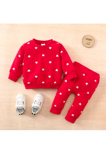 2pcs Baby All Over Polka Dots Long-sleeve Pullover and Trousers Set