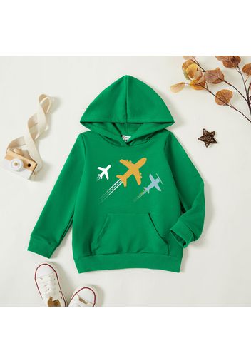 Toddler Graphic Plane Print Long-sleeve Hooded Pullover