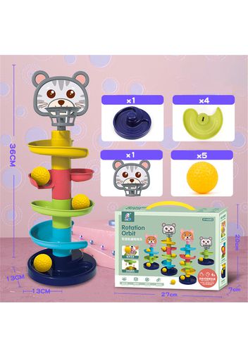 Spiral Ball Tower Toys 5-Layer Ball Drop and Roll Swirling Tower for Baby and Toddler Development Educational Toys (Random Color of The Ball)