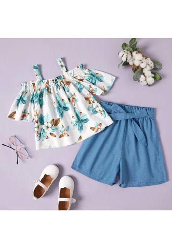 Pretty Kid Girl 2-piece Short-sleeve Floral Print Shorts Suits