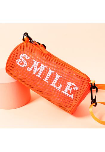 Kids Smile Letter Graphic Solid Mesh Bucket Bag