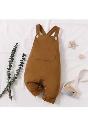 Solid Pocket Decor Sleeveless Baby Jumpsuit Overalls