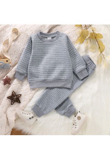 2-piece Toddler Girl/Boy Solid Long-sleeve Top and Elasticized Pants Casual Set