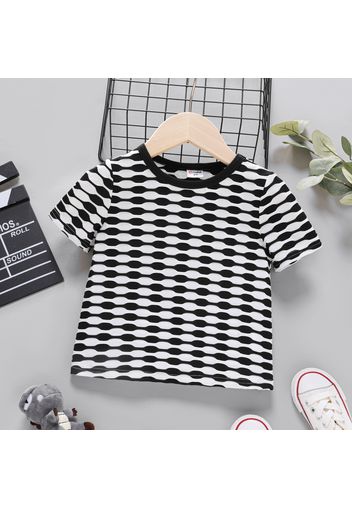 Toddler Boy Casual Allover Geo Print Short-sleeve Black Tee