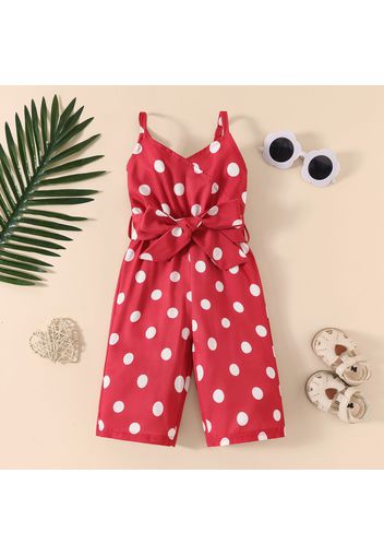 Baby Girl Polka Dots Yellow Belted Sleeveless Cami Jumpsuit