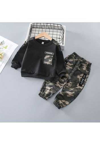 2-piece Baby / Toddler Boy Camouflage Letter Print Pullover and Casual Harem Pants Set