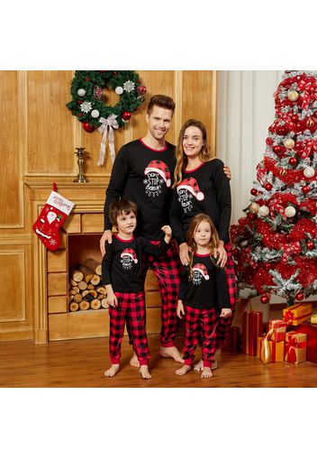 Santa Hat and Letter Print Family Matching Pajamas Sets（Flame resistant）